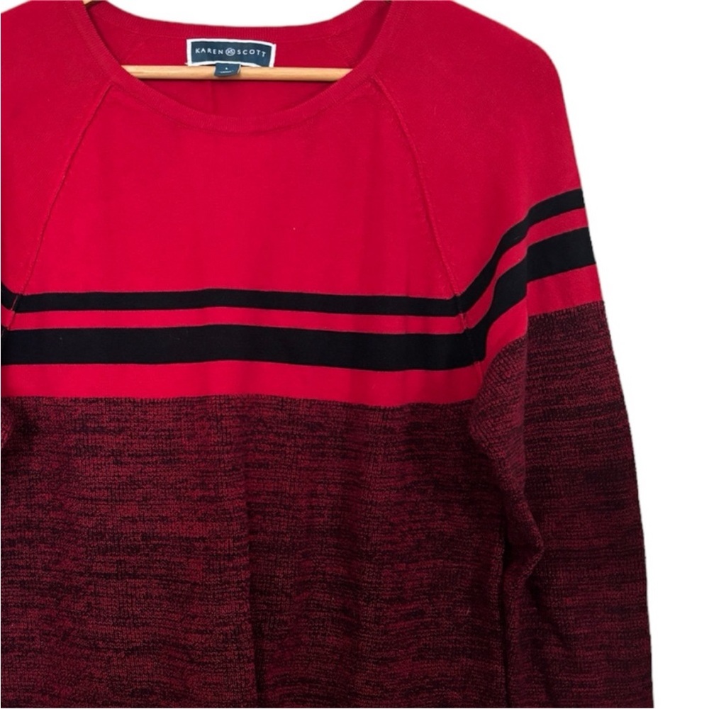 NWT Karen Scott Cotton Colorblocked Sweater - Picture 2 of 4